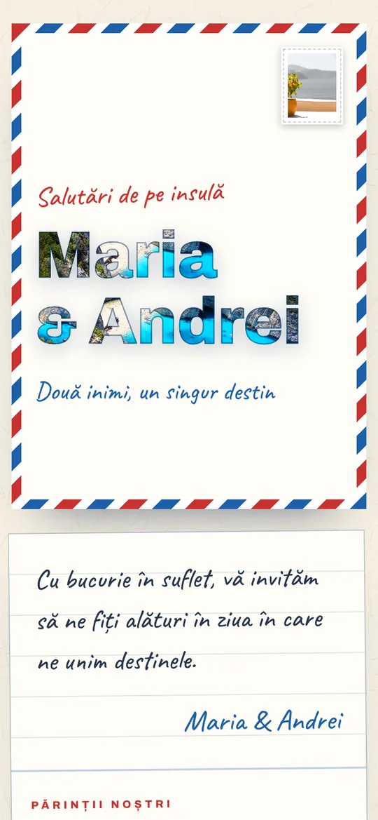 Invitație de nuntă Greek Island