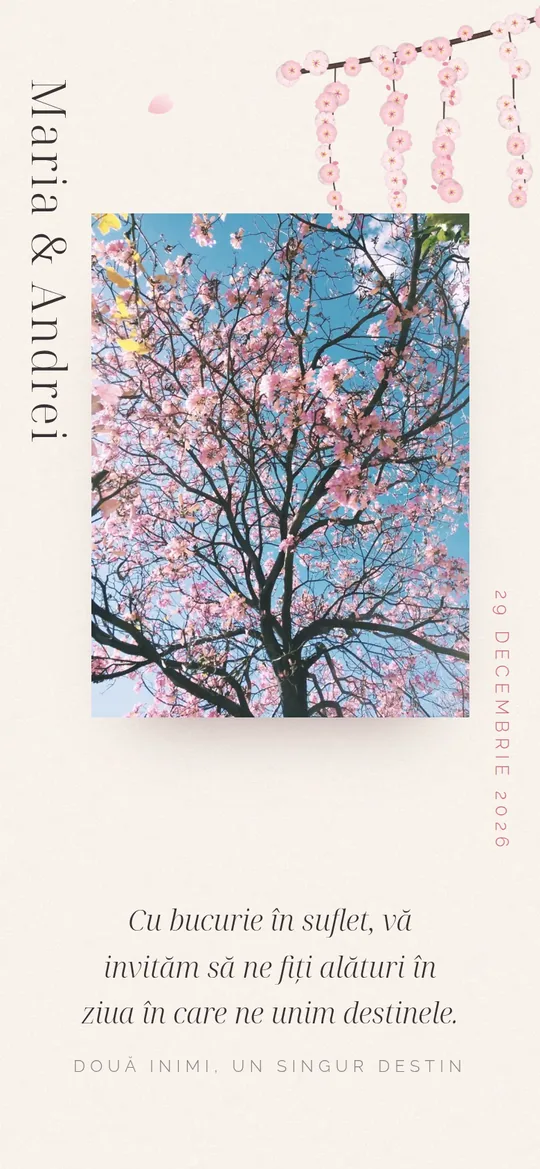 Invitație de nuntă Sakura Love